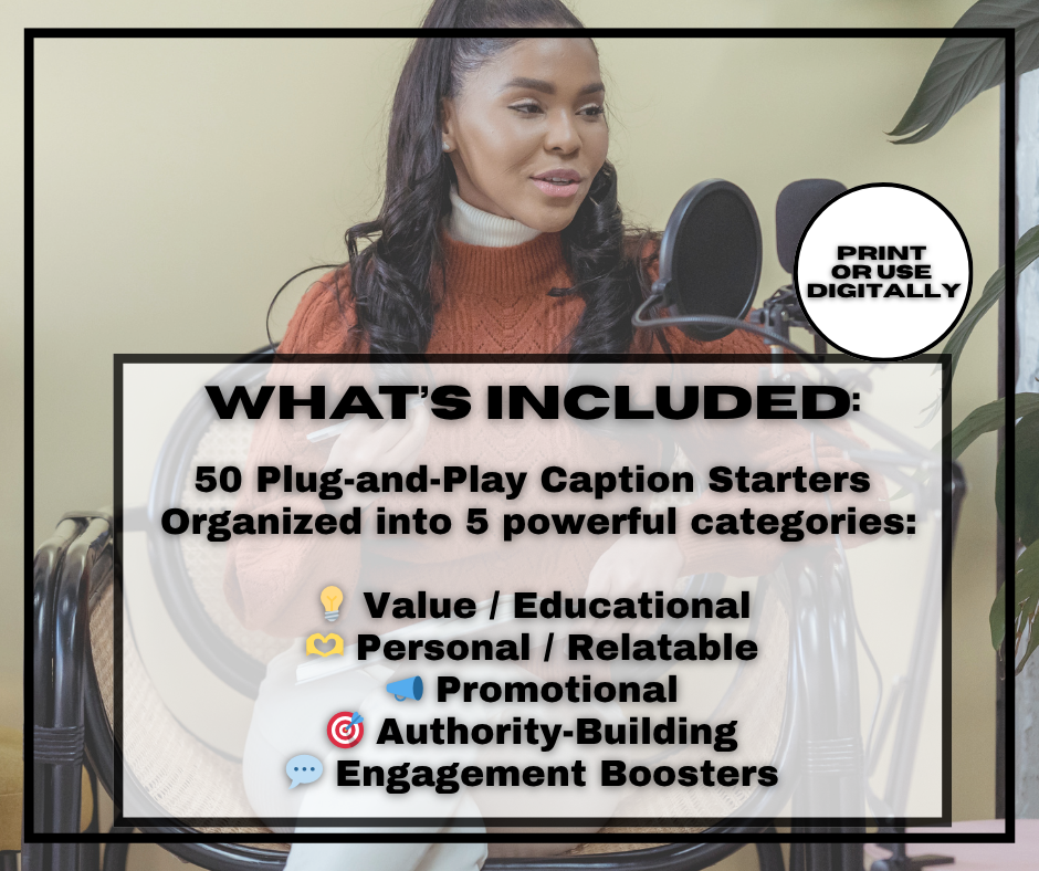 ✨ Caption Confidence Kit – 50 Plug-and-Play Caption Starters for Creators & Coaches