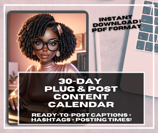 30-Day Social Media Content Calendar | Done-for-You Captions, Hashtags + Posting Times for Small Business Growth